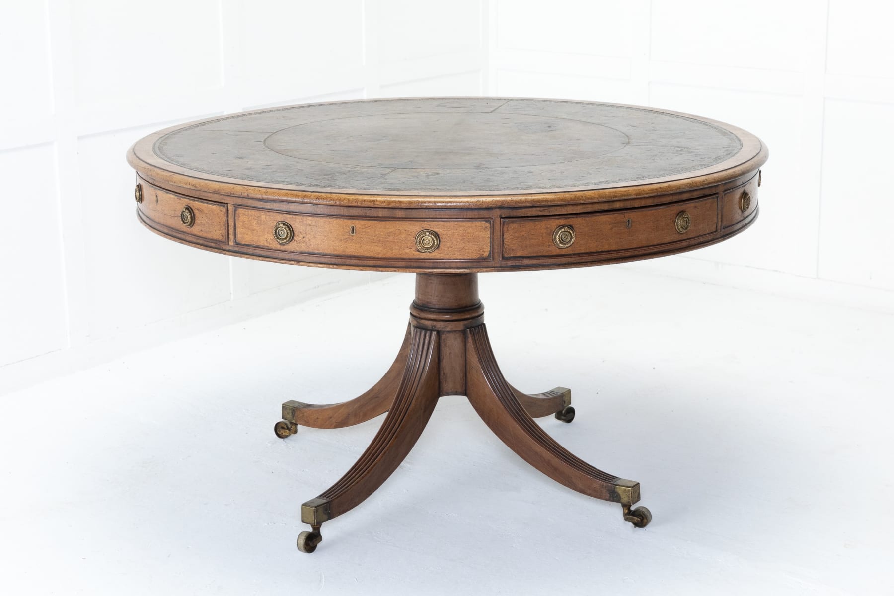 Grande Scale 19th Century English Regency Mahogany Drum Table