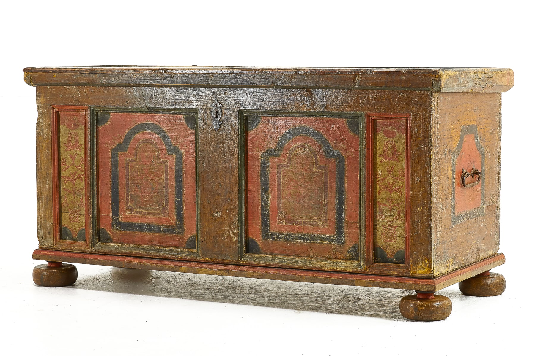 18th Century Painted Pine Trunk