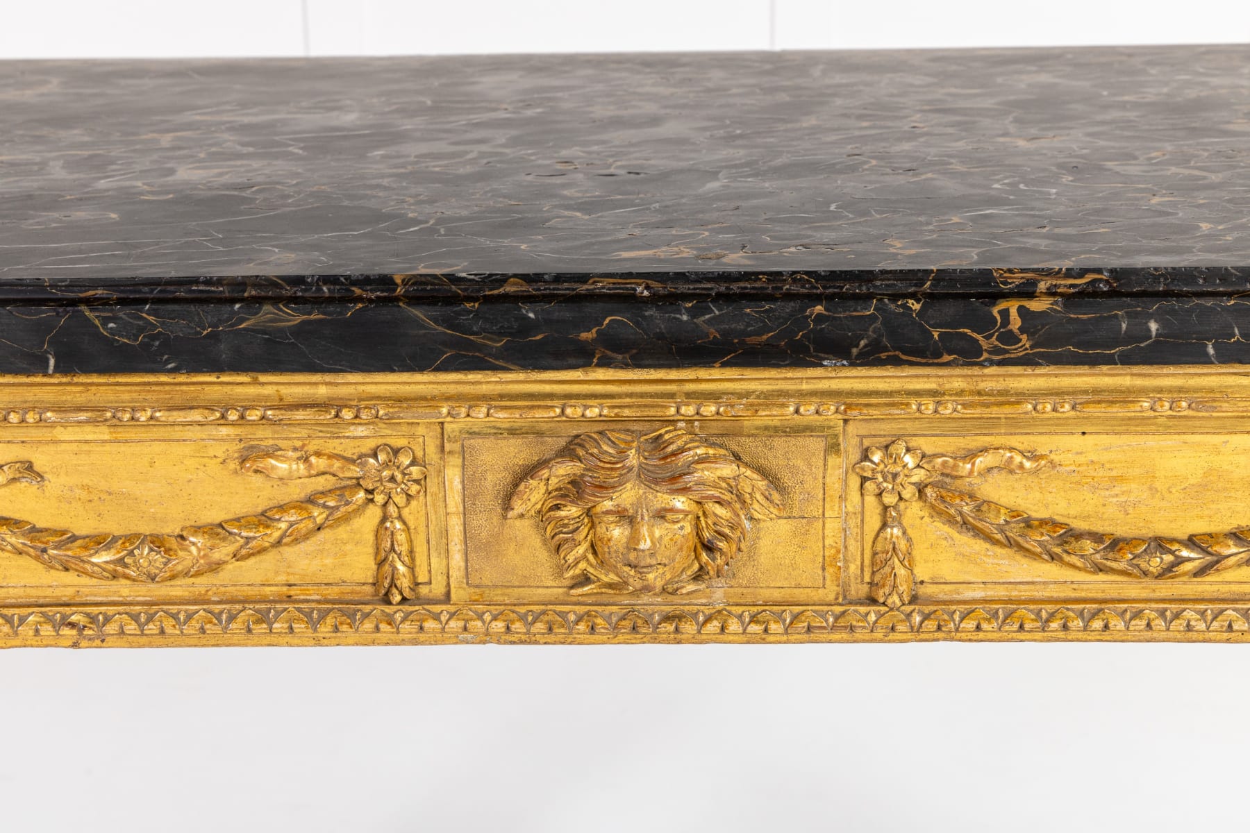 Late 18th Century Italian Giltwood Console Table with Marble Top