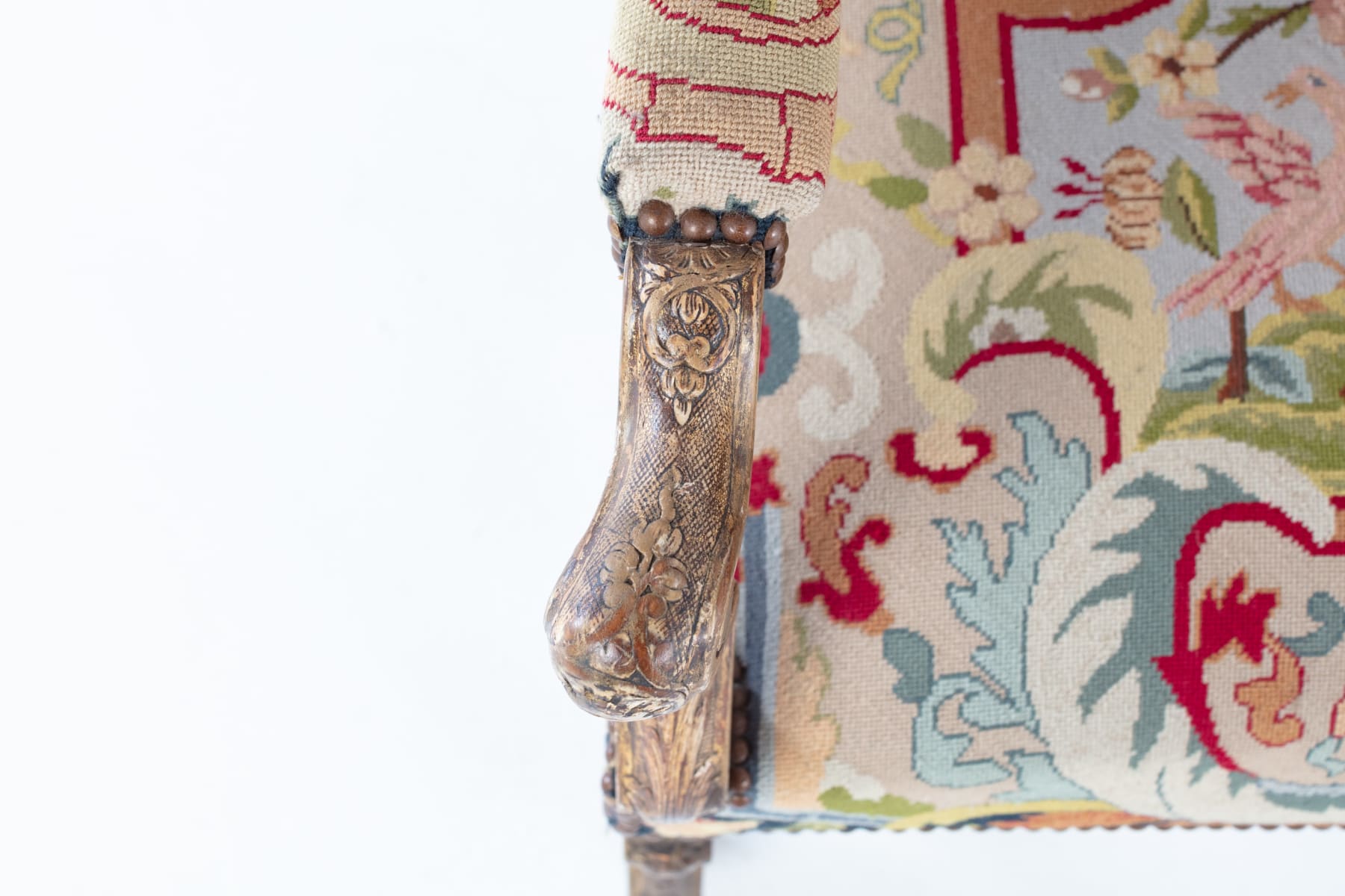 SOLD, Pair of 19th Century French Tapestry Os de Mouton Armchairs