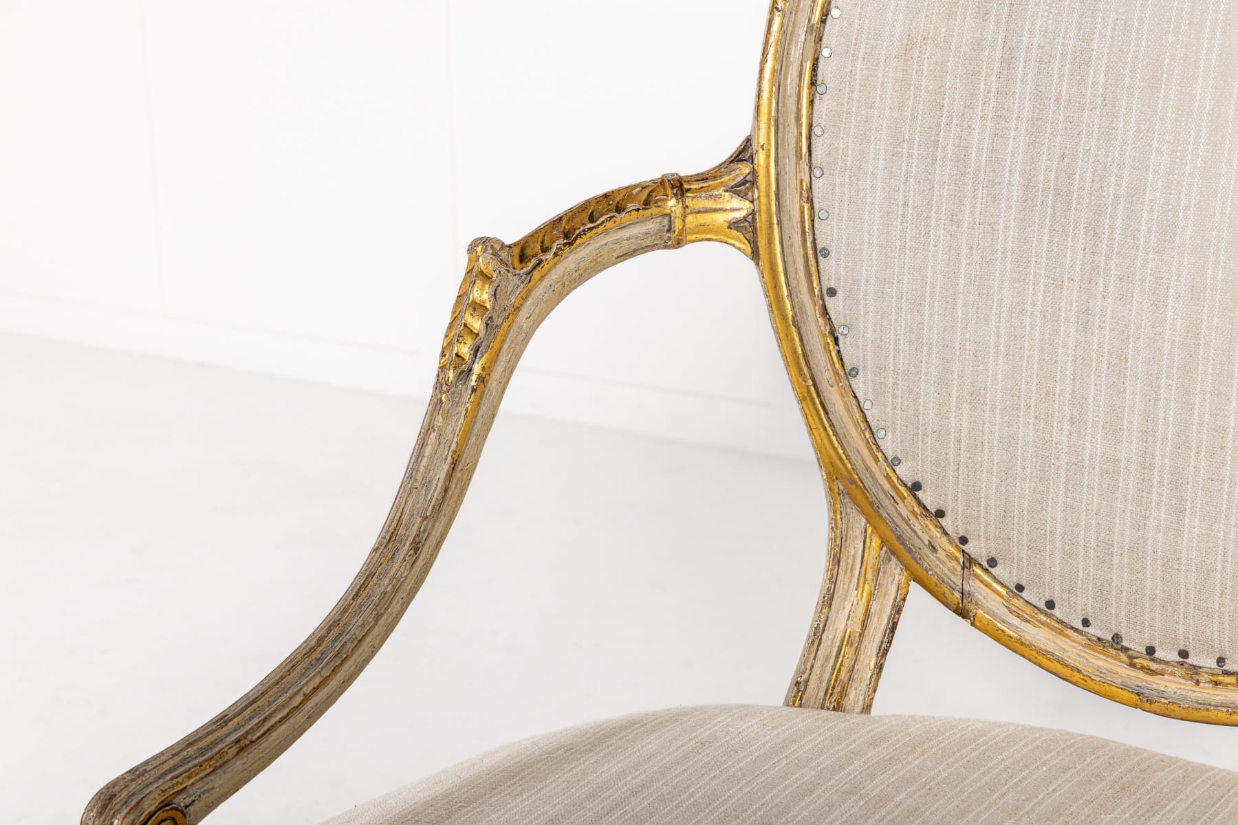 A Rare Late 18th Century English Painted and Parcel Gilt Armchair