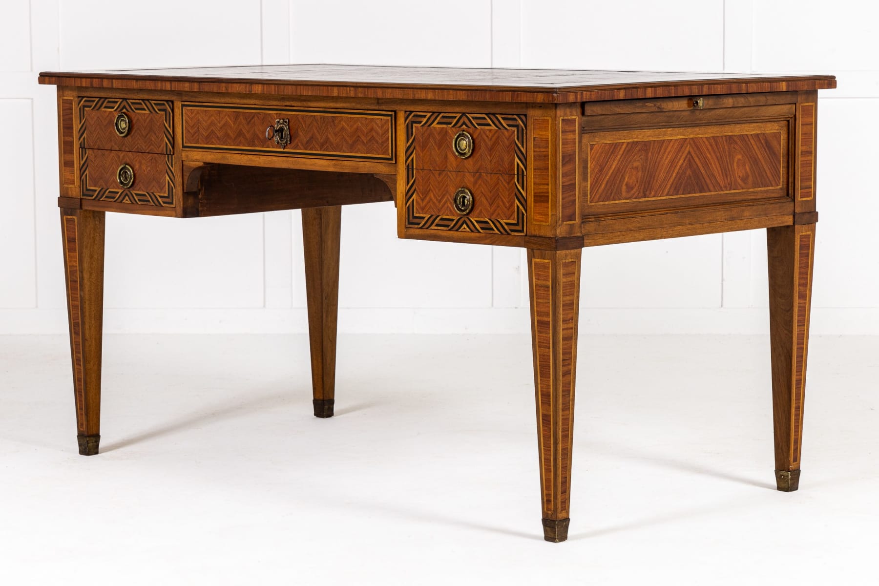 19th Century French Walnut and Tulipwood Parquetry Bureau Plat