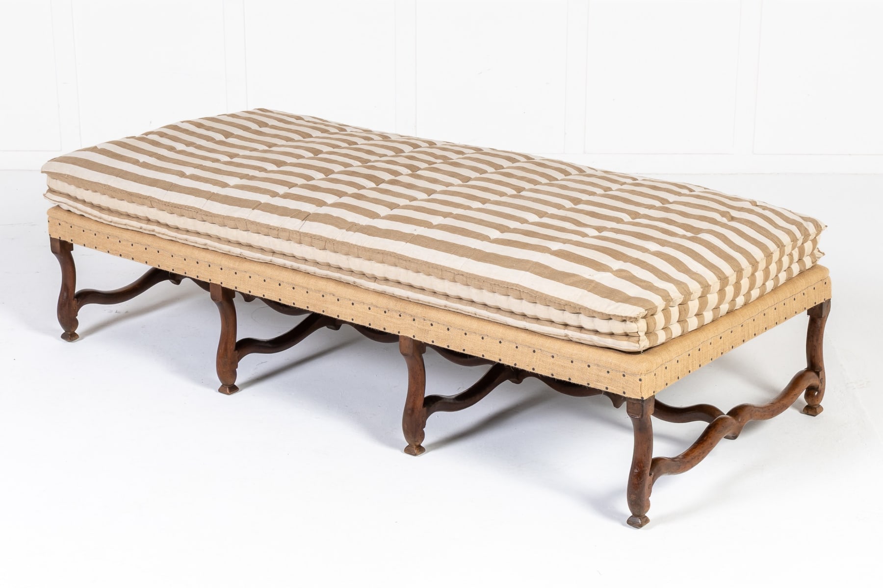 Large 18th Century French Walnut Os de Mouton Stool