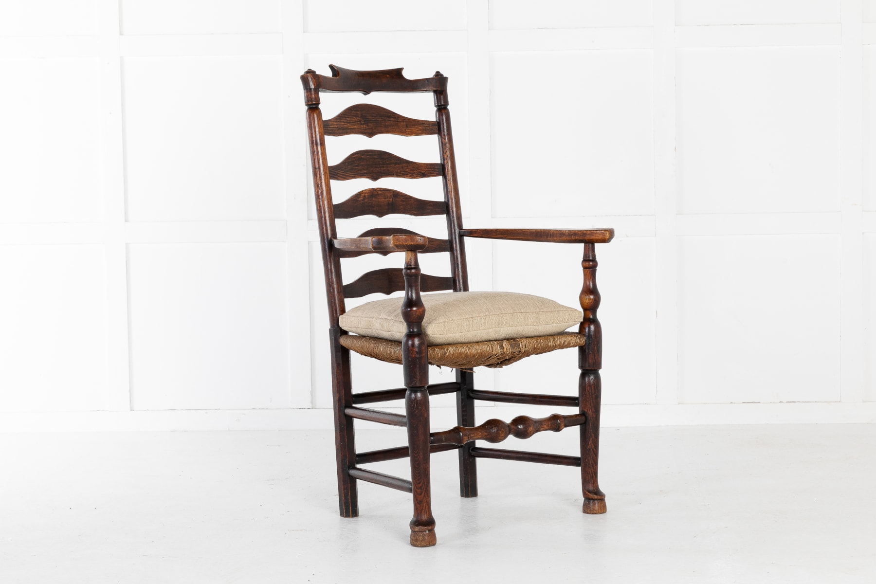 18th Century English Elm Ladder Back Carver Chair Lee Wright