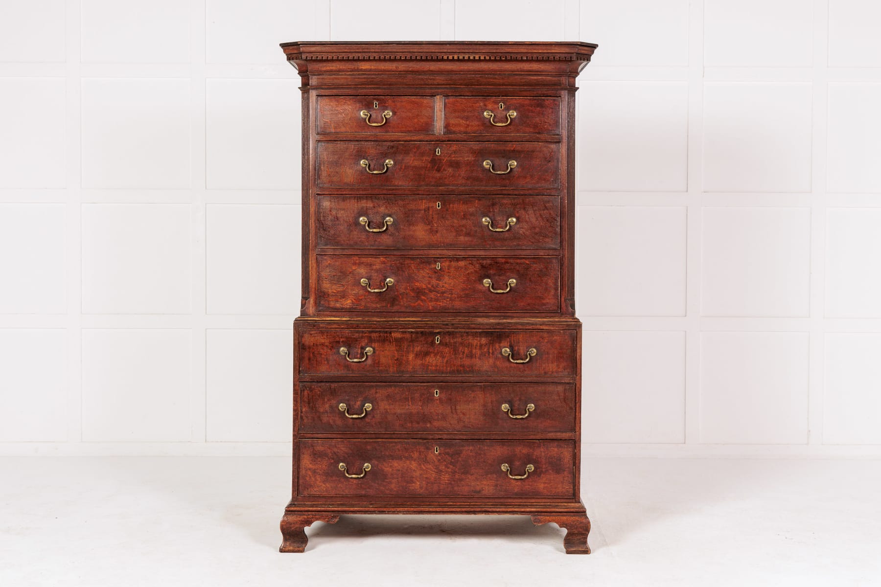 18th Century English George III Oak Chest on Chest
