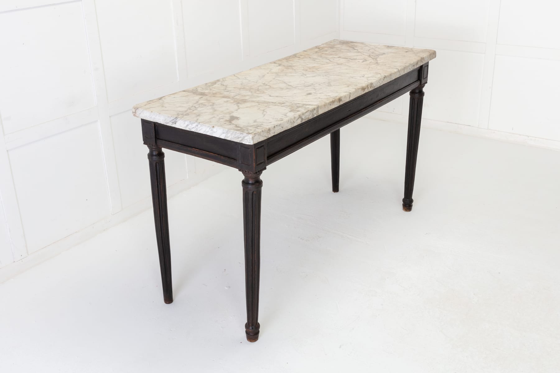 18th Century French Ebonised Console Table with Marble Top