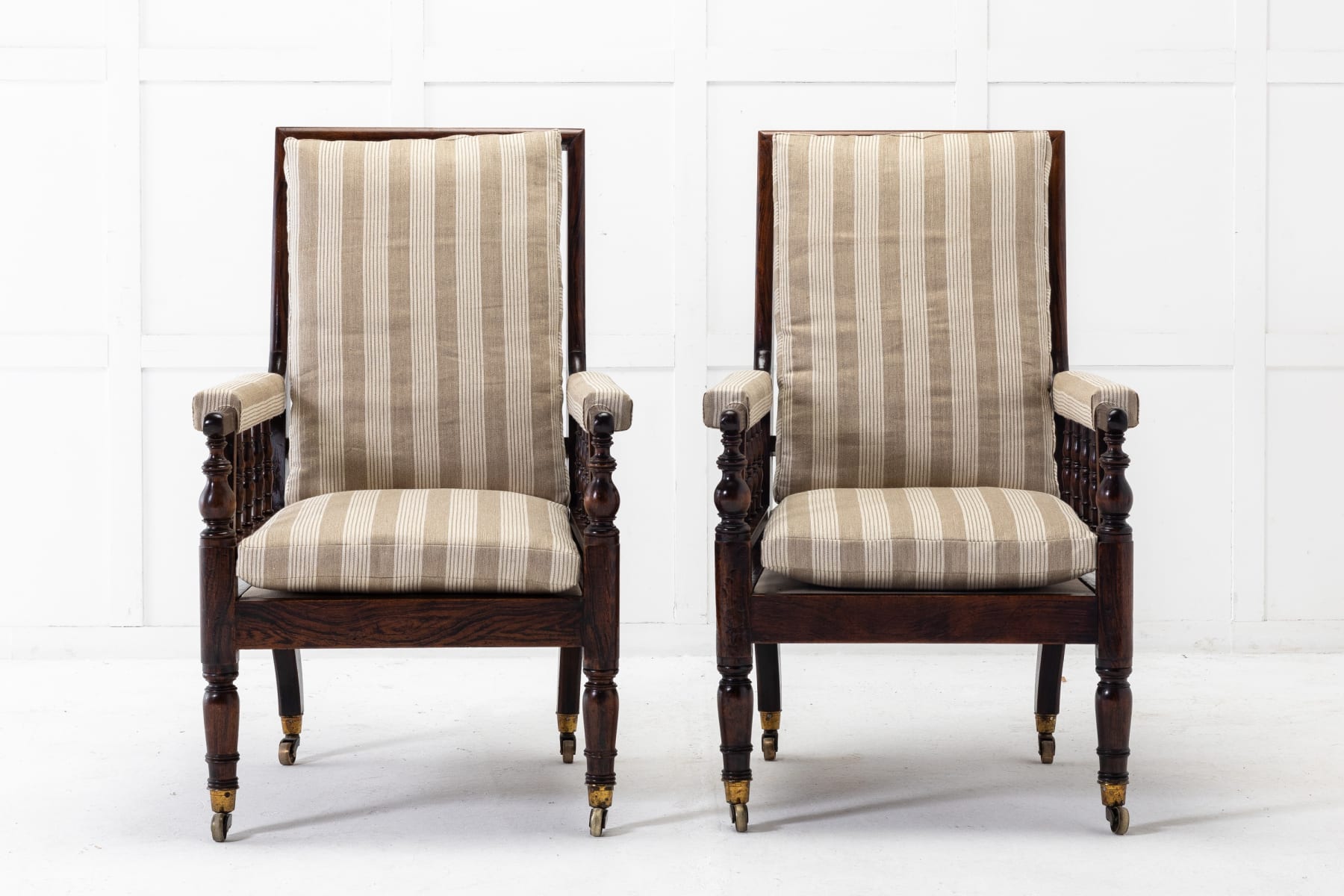 Pair of Large 19th Century English Simulated Rosewood Armchairs