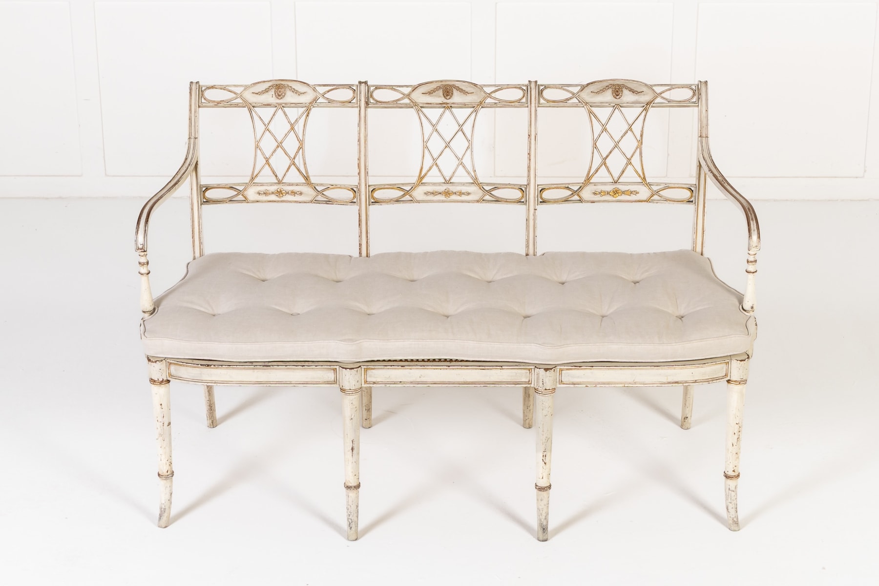 19th Century English Regency Painted and Gilt Settee
