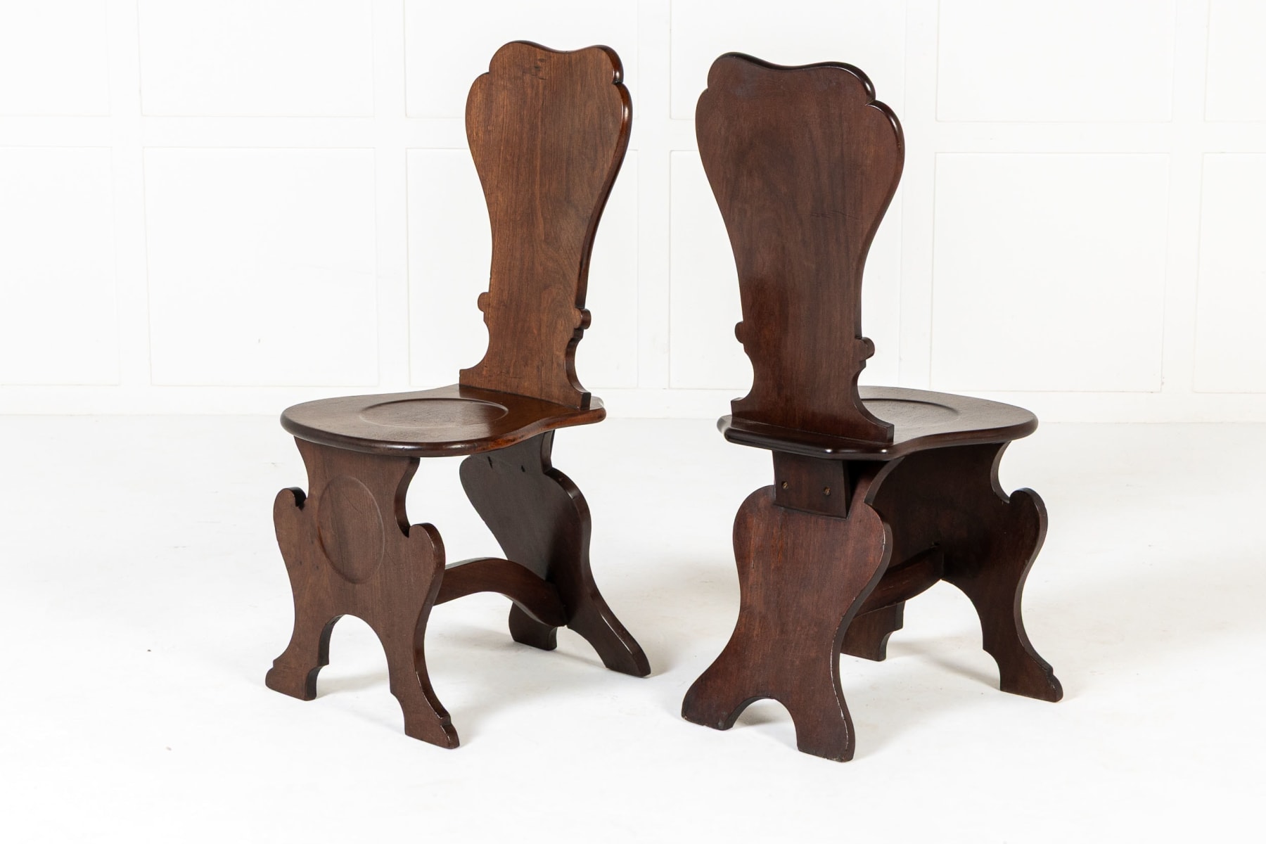Pair of 18th Century English Mahogany Hall Chairs