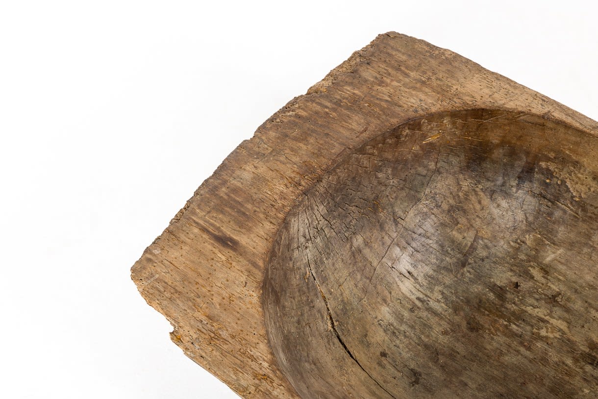 Large 19th Century Decorative Wooden Dough Bowl