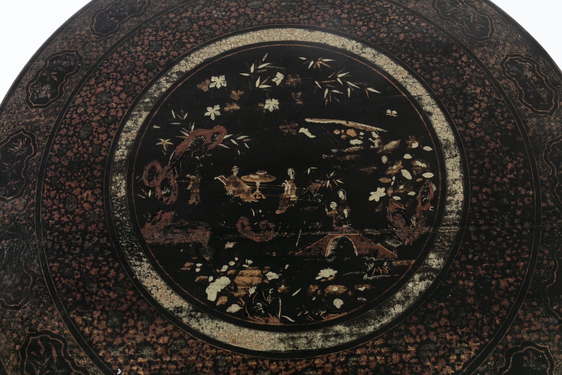SOLD, 19th Century English Regency Chinese Black Lacquer and Gilt Table