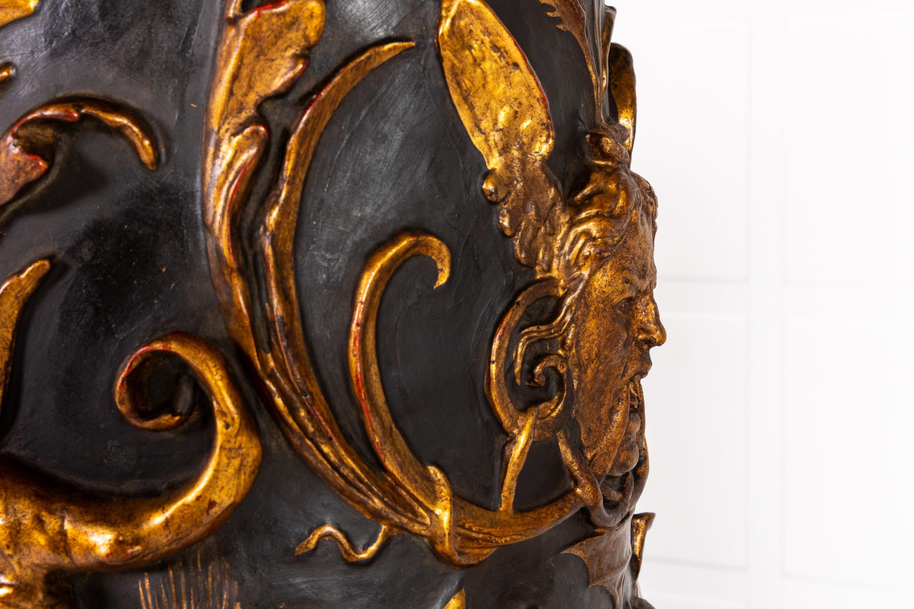 Pair of Grand Scale 19th Century Painted and Parcel Gilt Columns