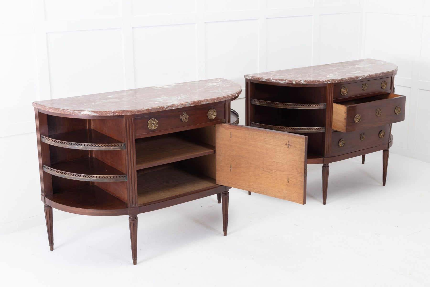 Pair of 19th Century French Mahogany Demi Lune Side Cabinets