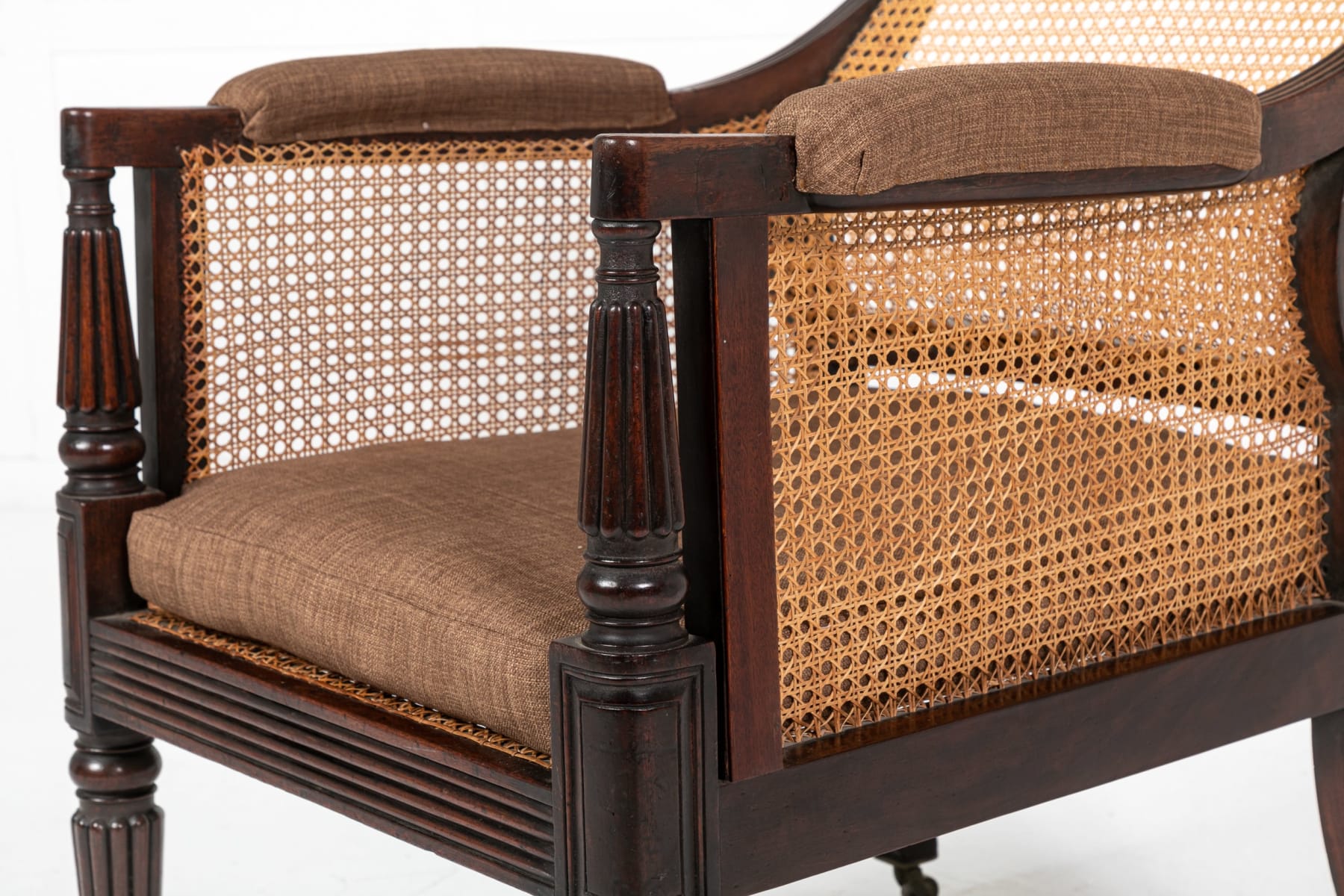 19th Century English Regency Mahogany Bergère Library Chair