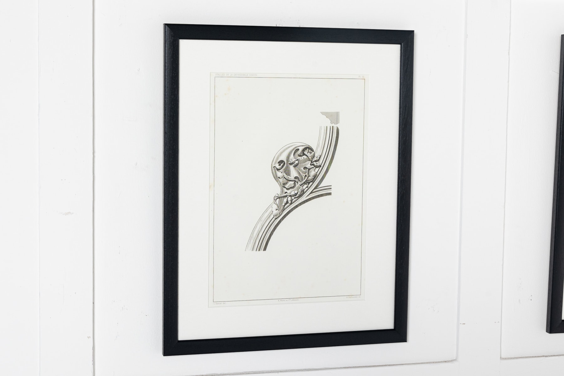 Set of Nine 19th Century Framed Engravings of Cathedral d'Auch - France