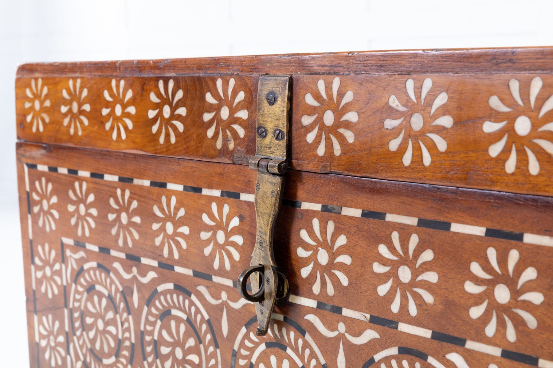 Anglo Indian Inlaid Teak Trunk