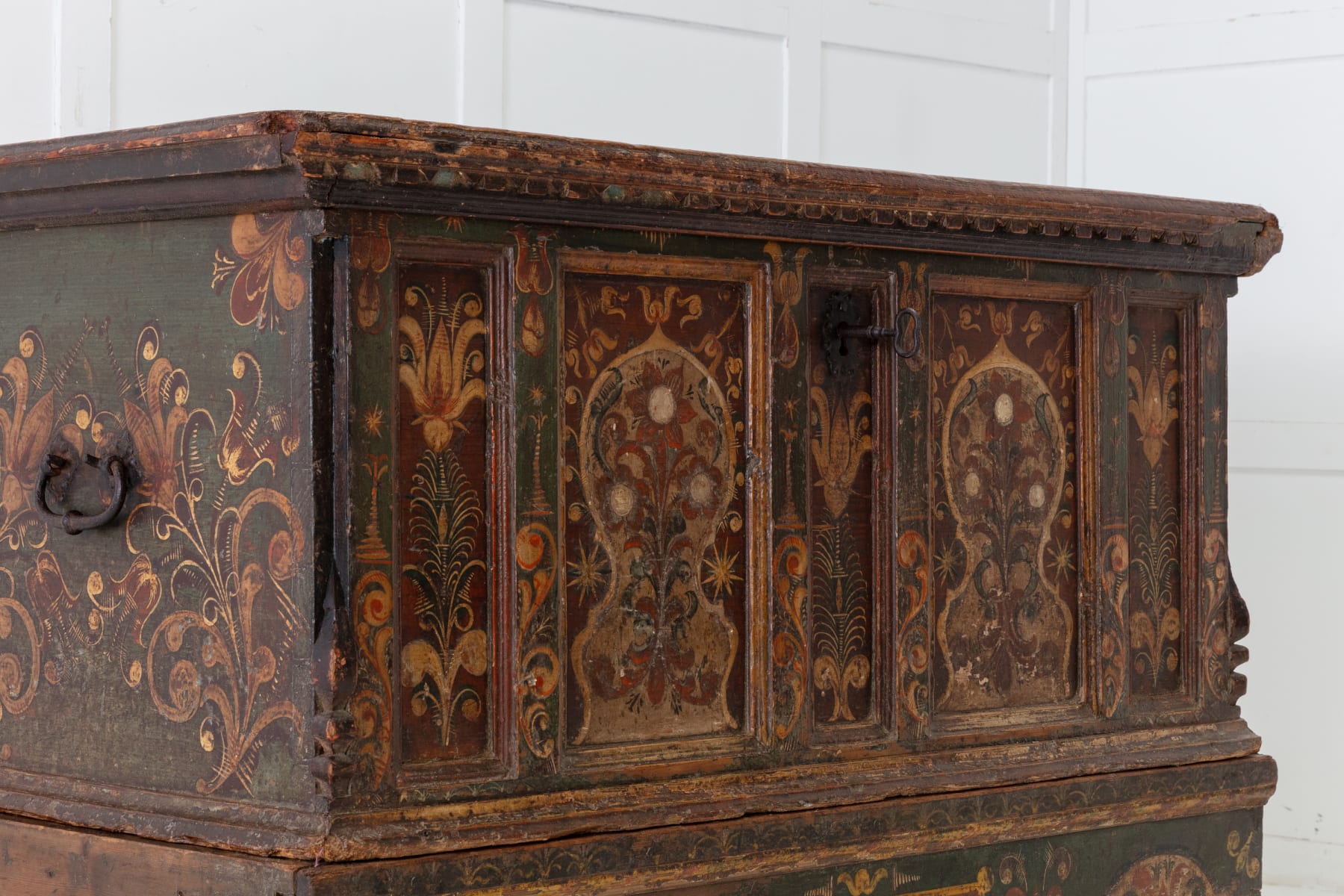 18th Century Painted Trunk on Stand