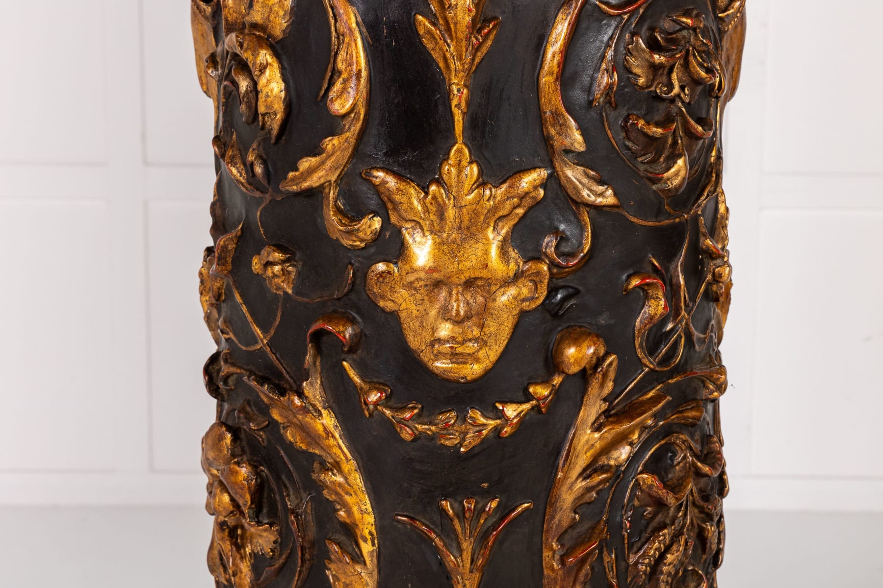 Pair of Grand Scale 19th Century Italian Painted and Parcel Gilt Columns