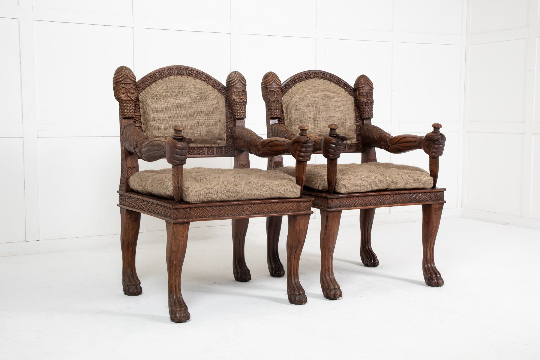 Pair of 20th Century Carved Armchairs