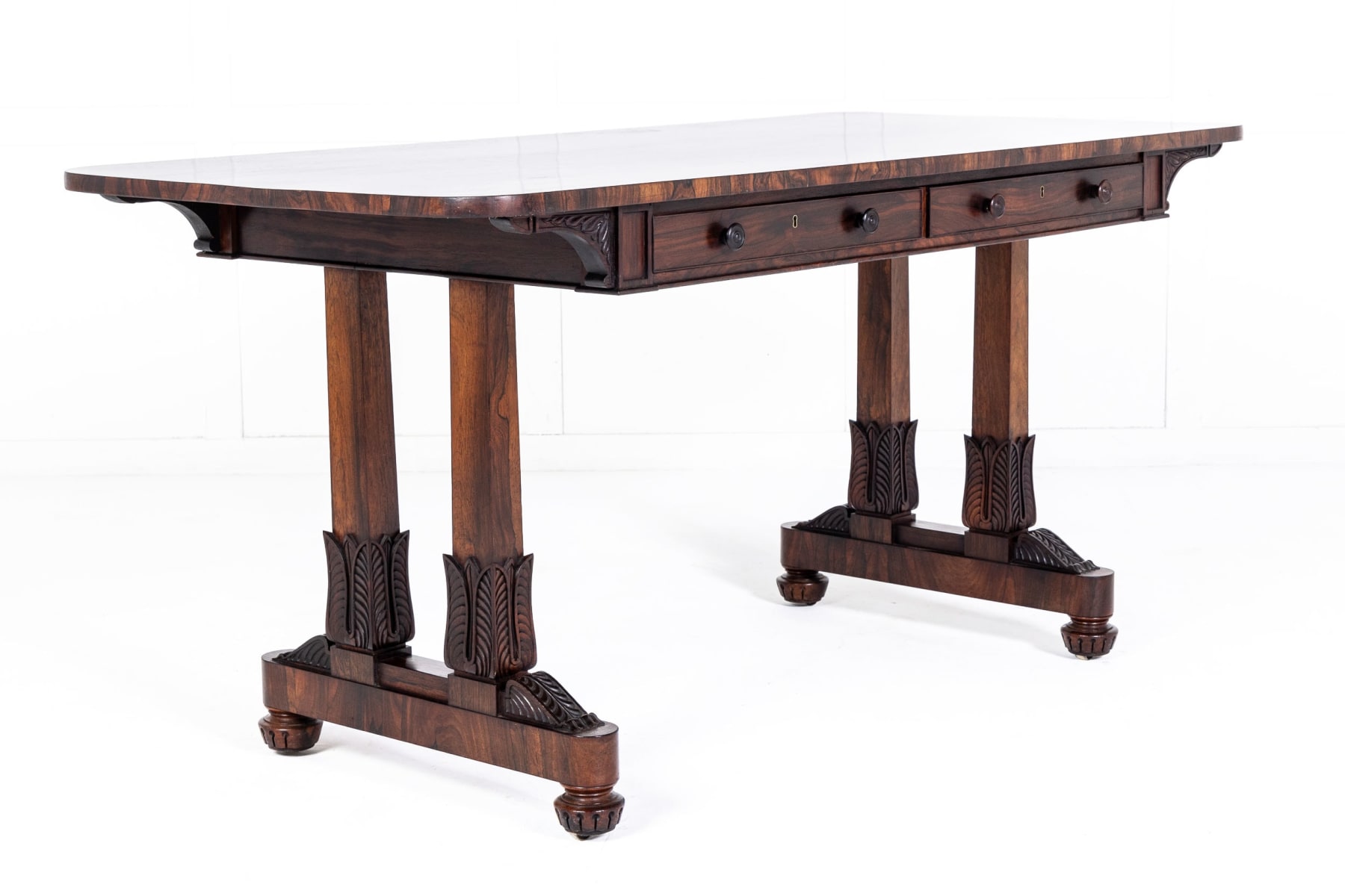 19th Century English Regency Rosewood Library Table