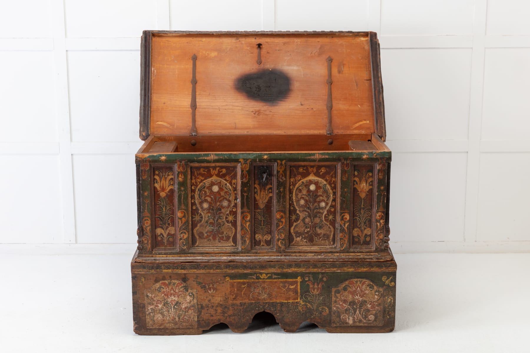 18th Century Painted Trunk on Stand