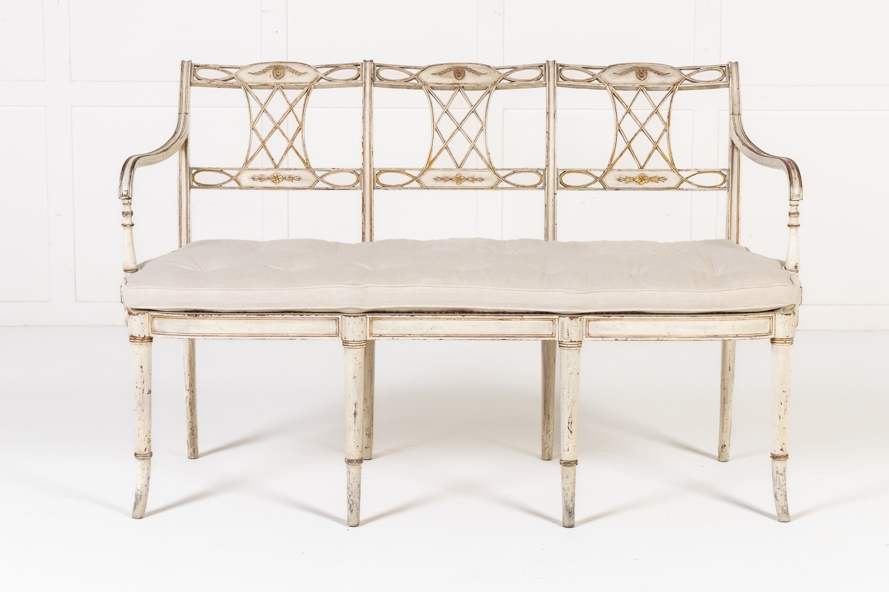 19th Century English Regency Painted and Gilt Settee