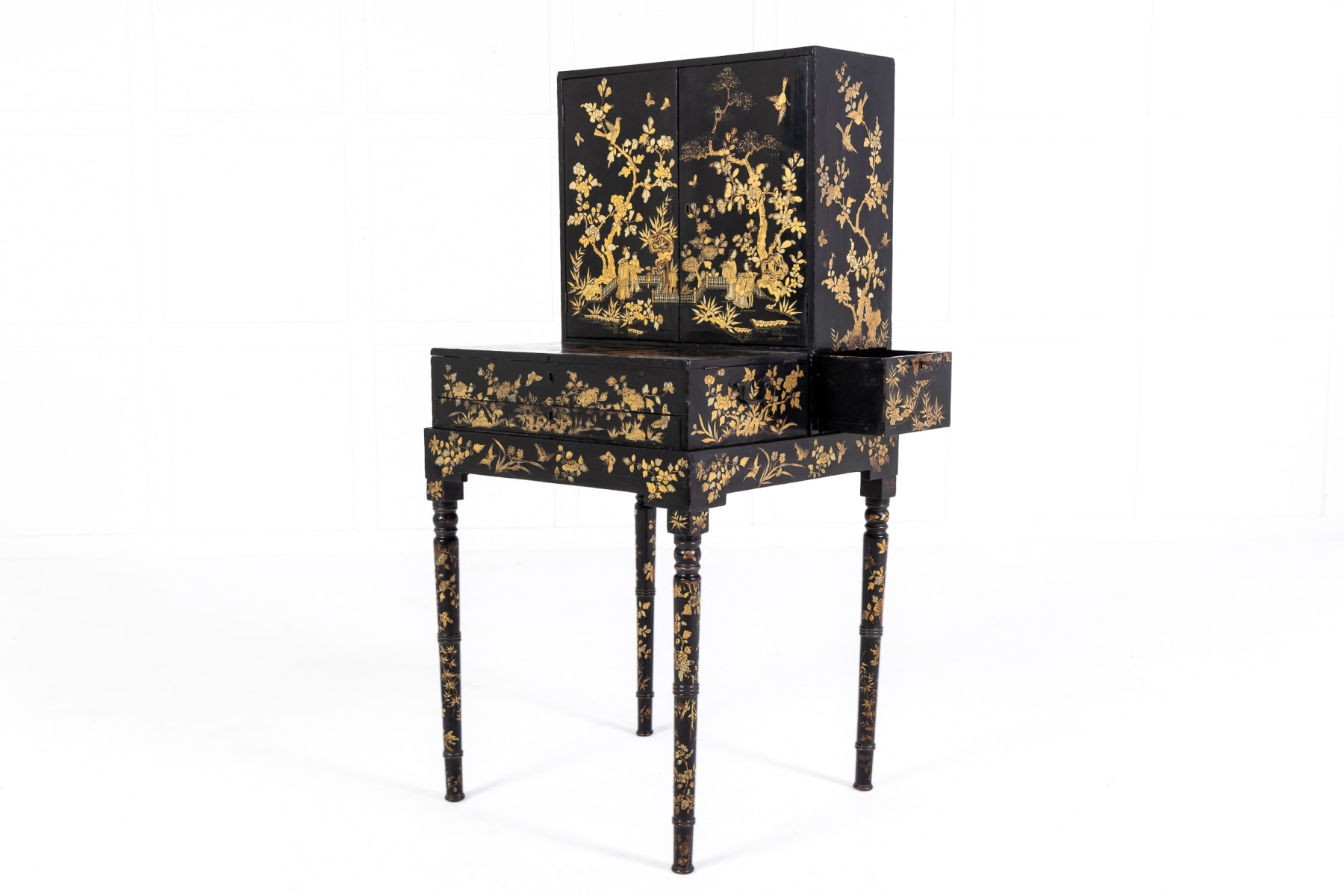 19th Century Chinese Export Lacquer Writing Table/Cabinet