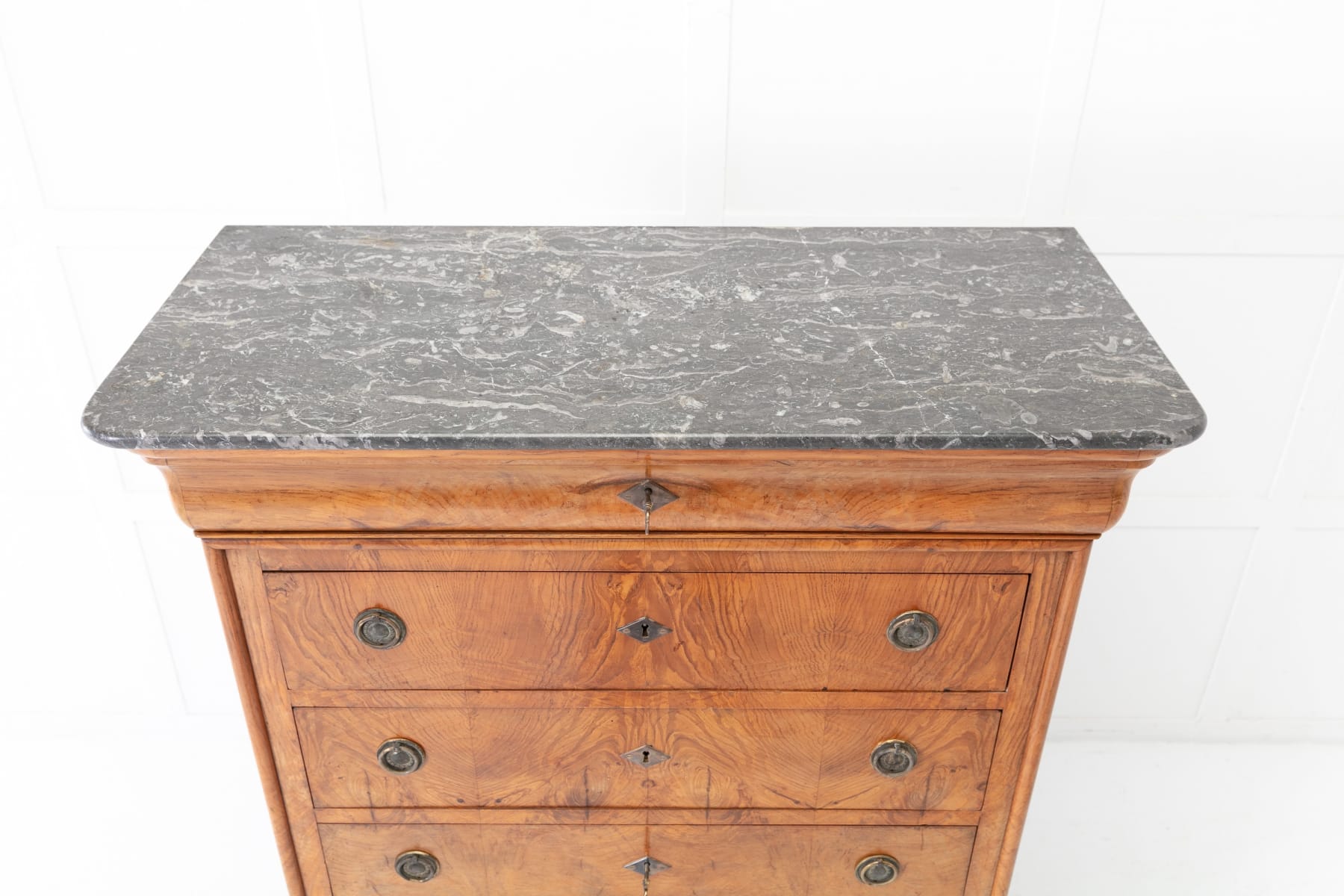 19th Century French Ash Semainier with Secrétaire Drawer