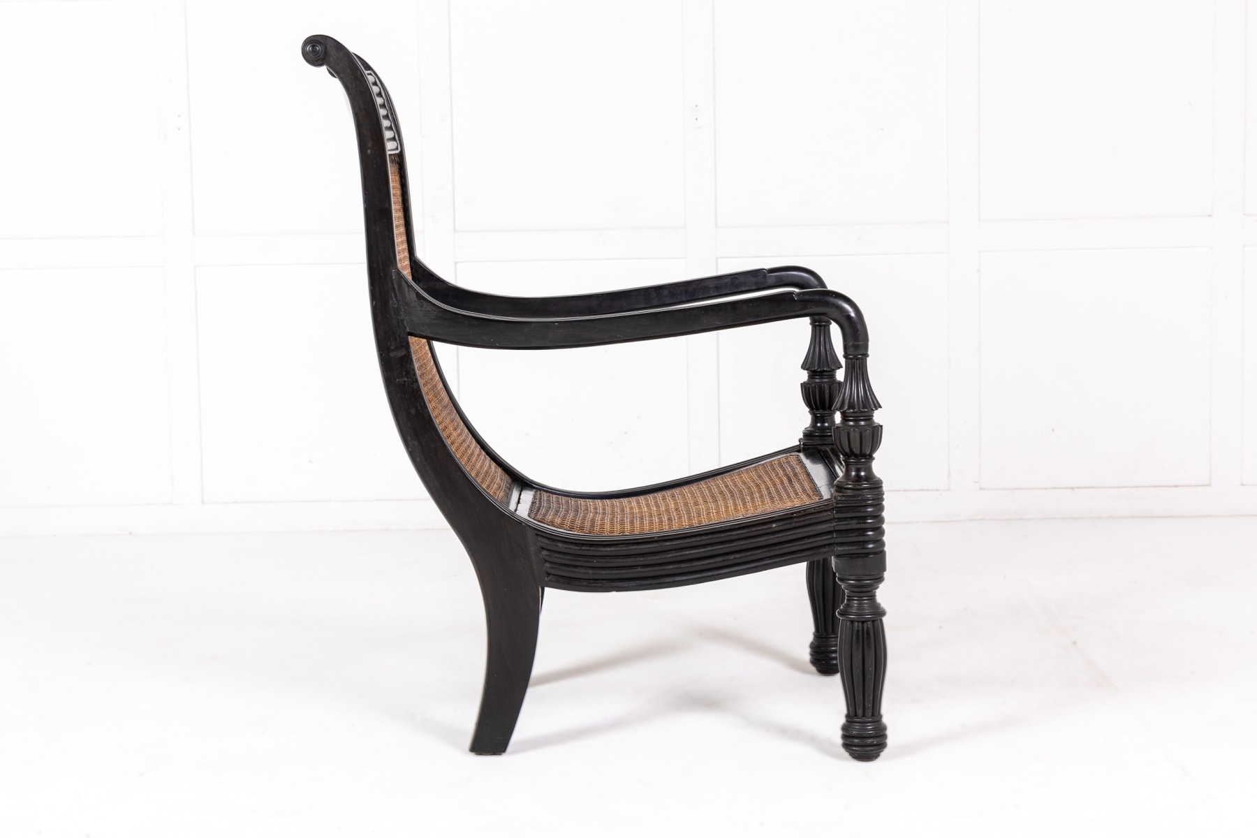 Large 19th Century Anglo-Indian Ebony Library Armchair