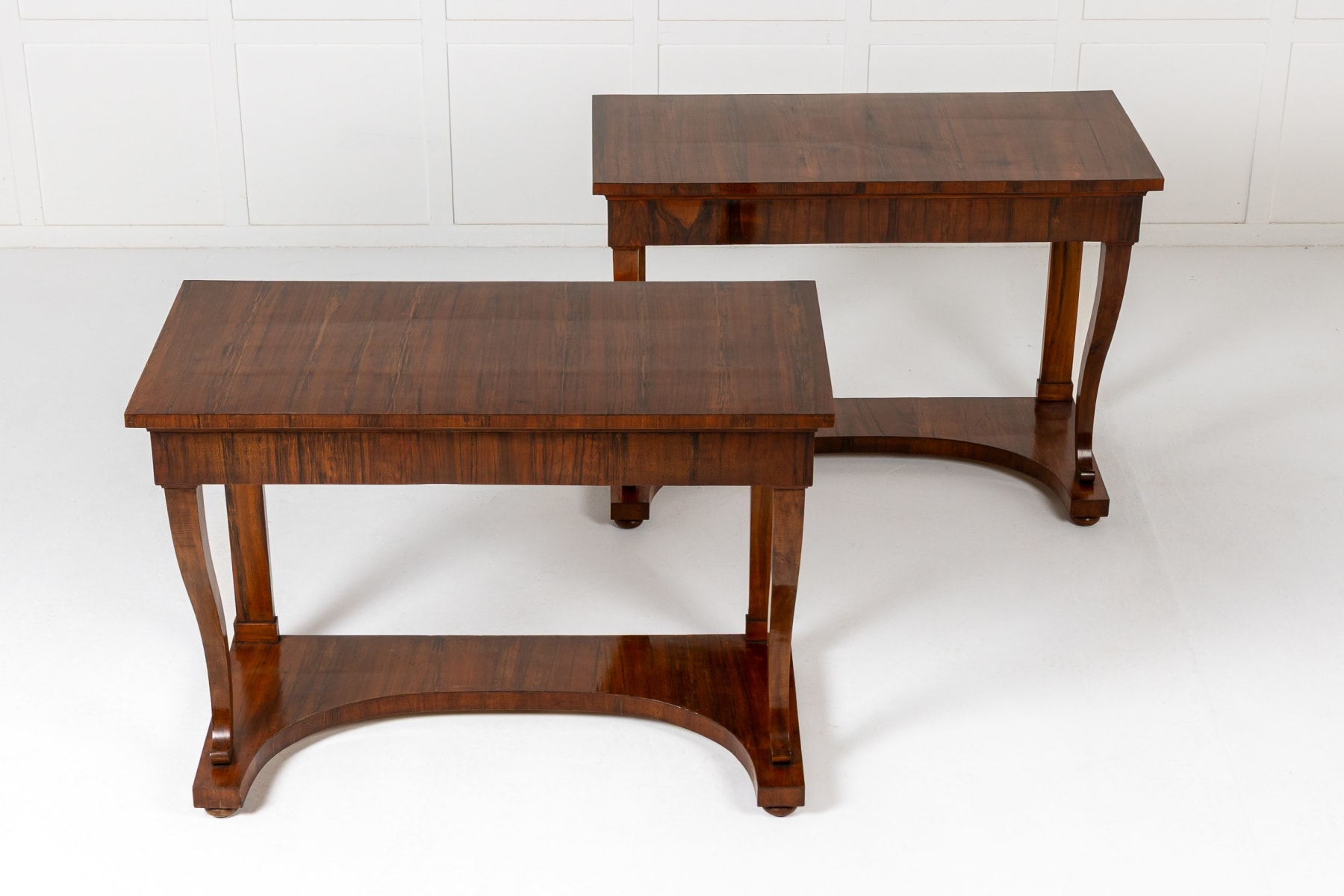 Pair of 19th Century Italian Walnut Console Tables