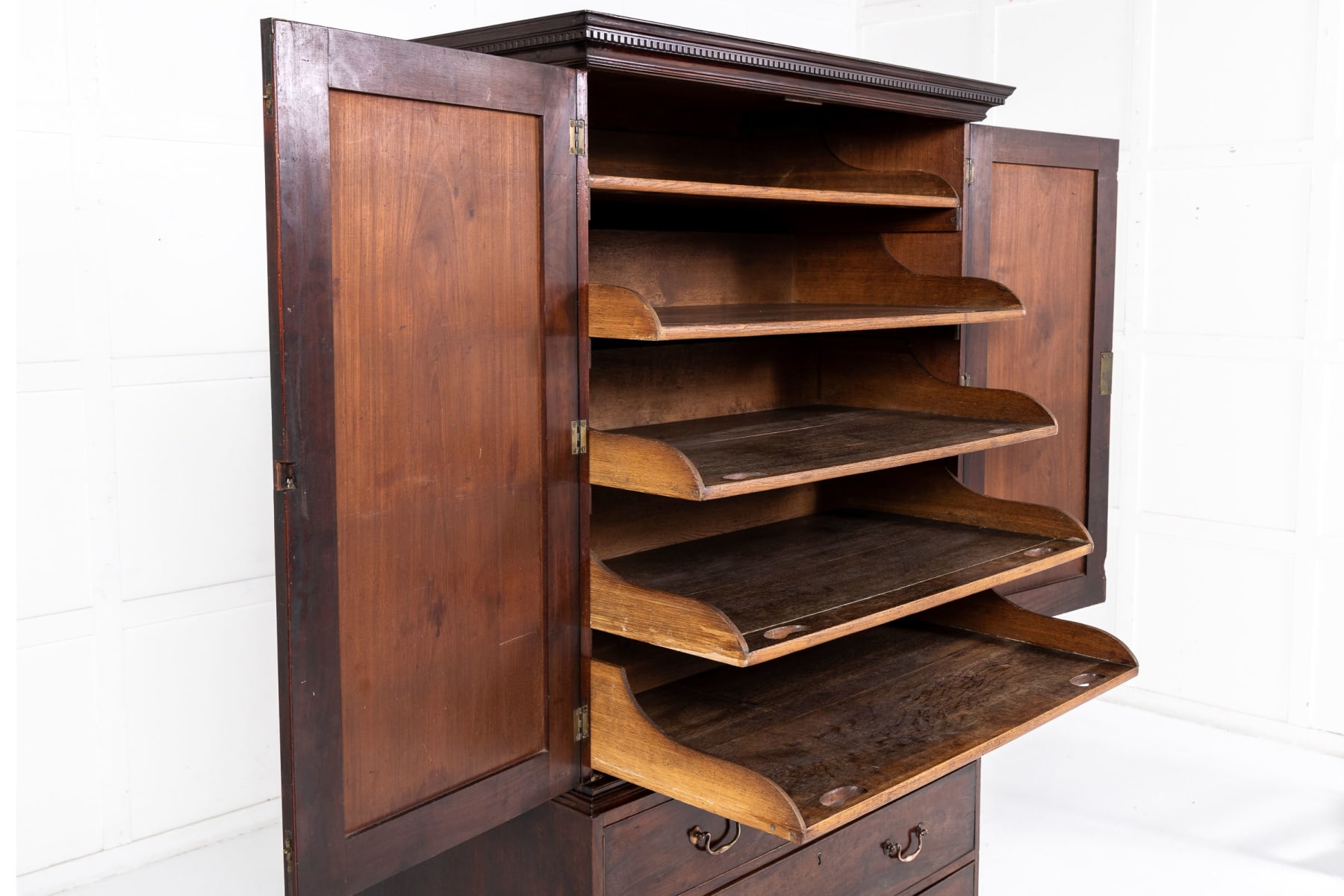 Small Mid 18th Century English Mahogany Linen Press