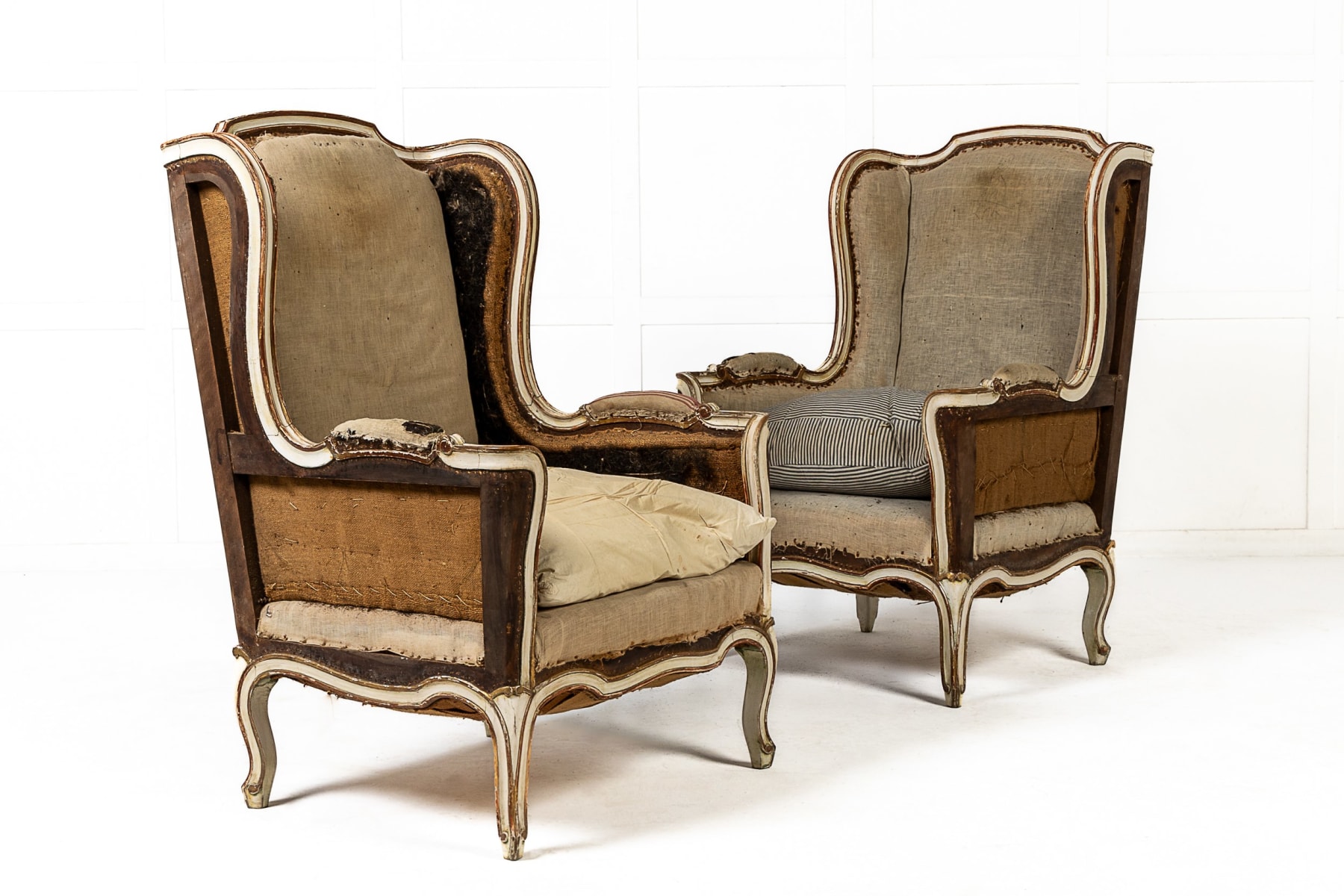 Large Pair of 19th Century Bergère/Wing Armchairs