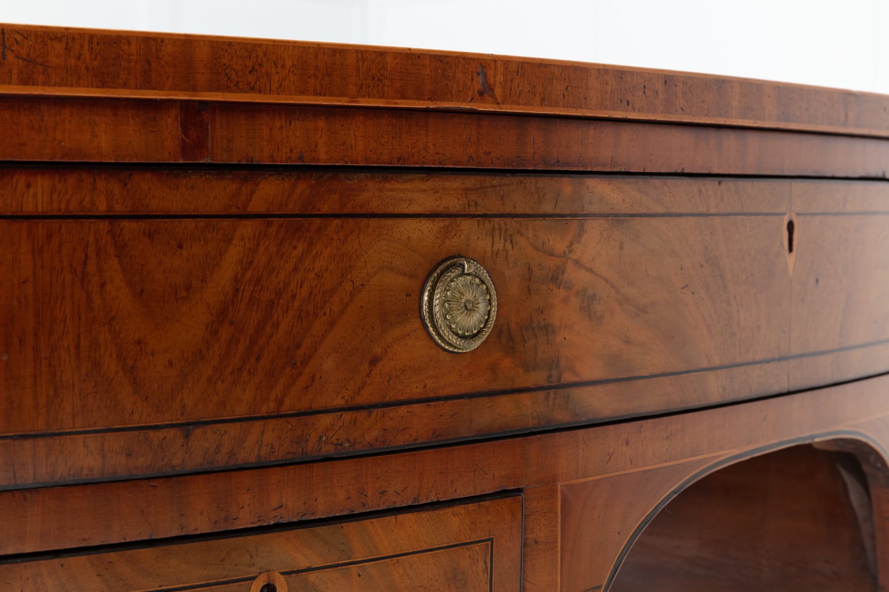 SOLD, 18th Century English Mahogany Bow Fronted Sideboard