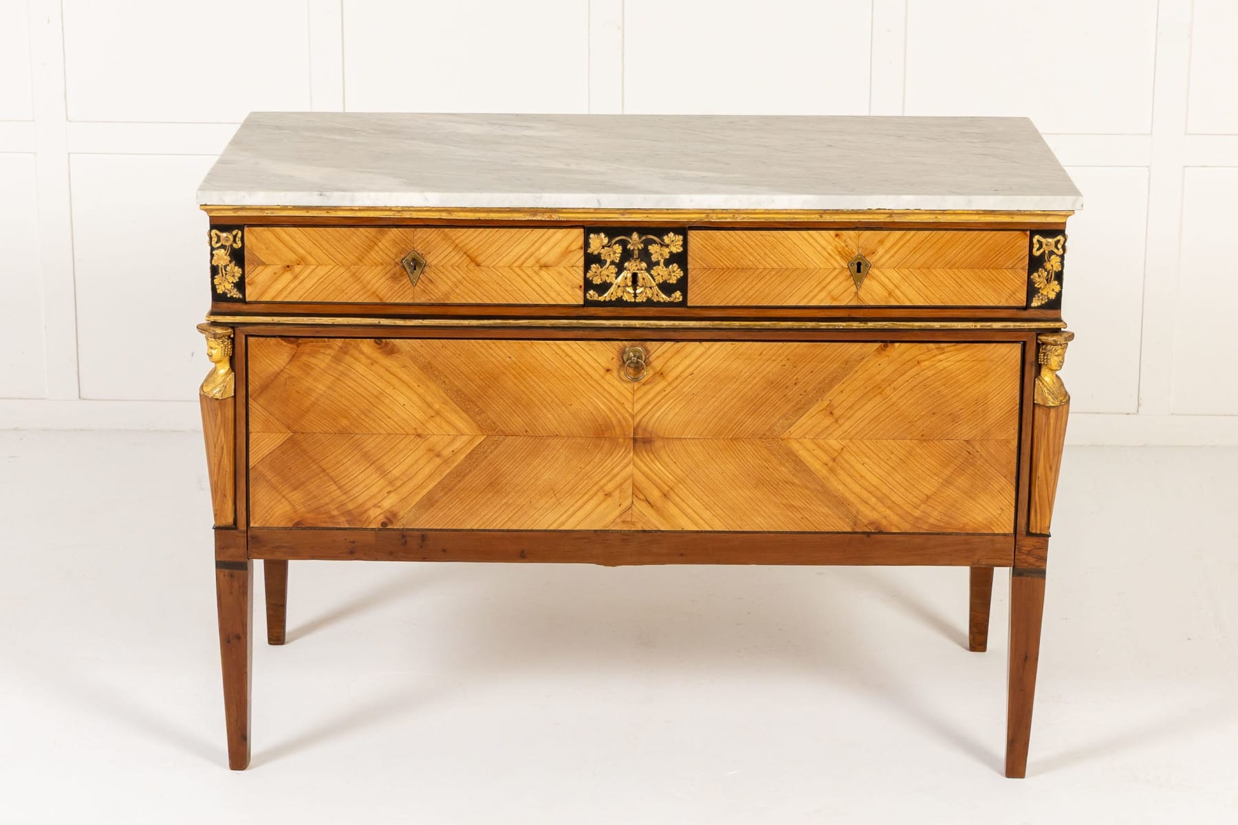 Pair of 18th Century Italian Yew and Cherrywood Commodes