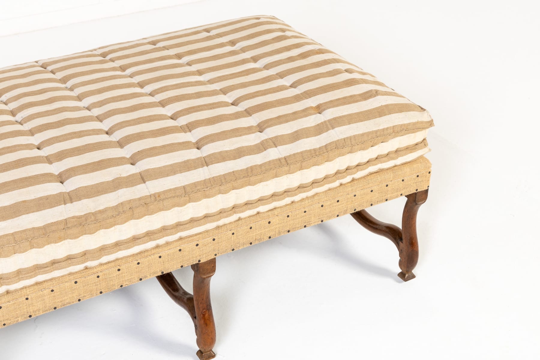 Large 18th Century French Walnut Os de Mouton Stool