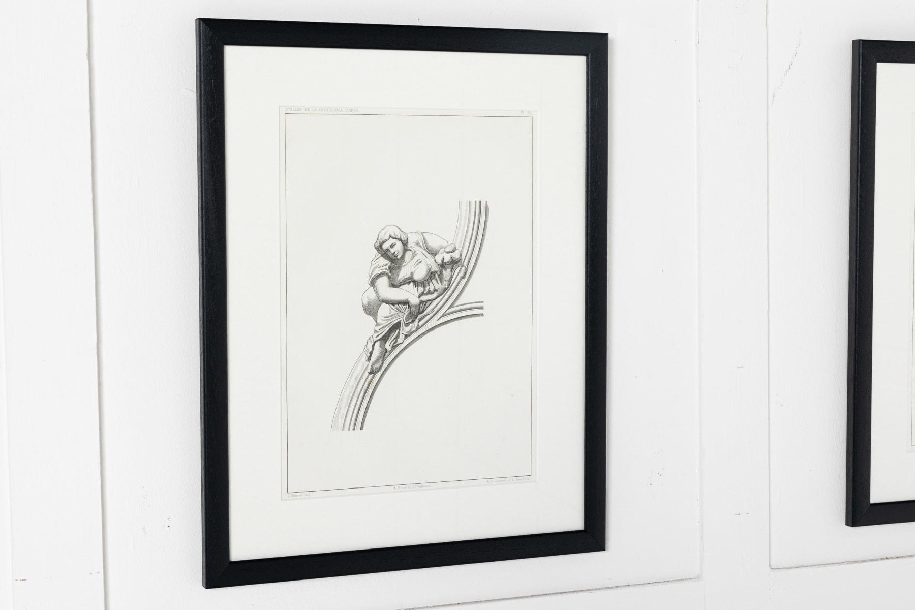 Set of Nine 19th Century Framed Engravings of Cathedral d'Auch - France