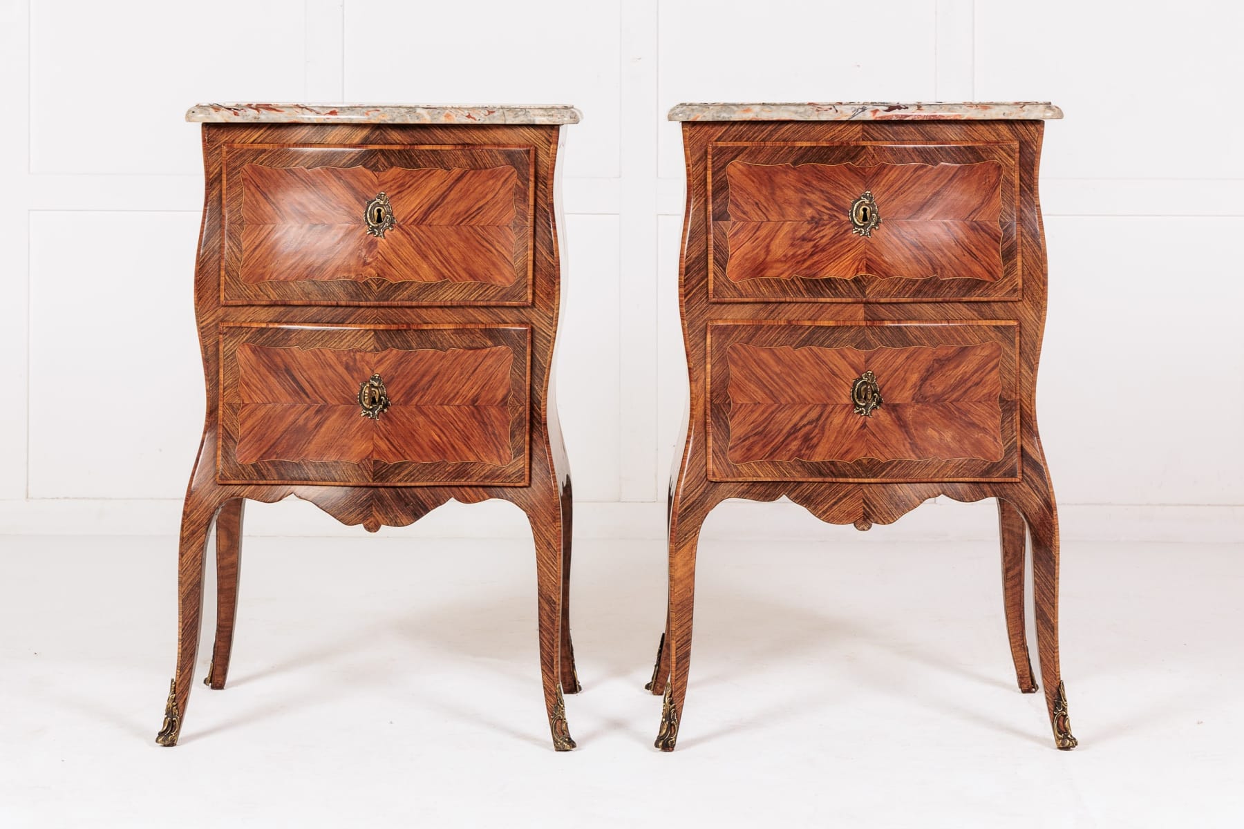 Pair of 19th Century Italian Bedside Cabinets with Marble Tops