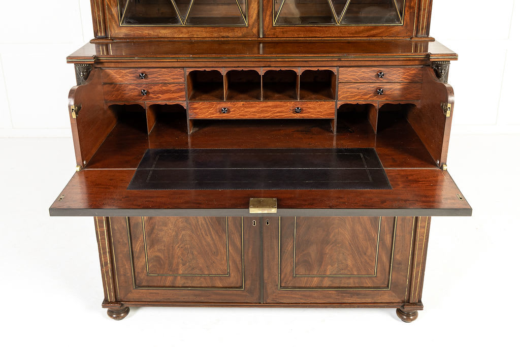 Grand Scale 19th Century English Regency Mahogany Secretaire Bookcase