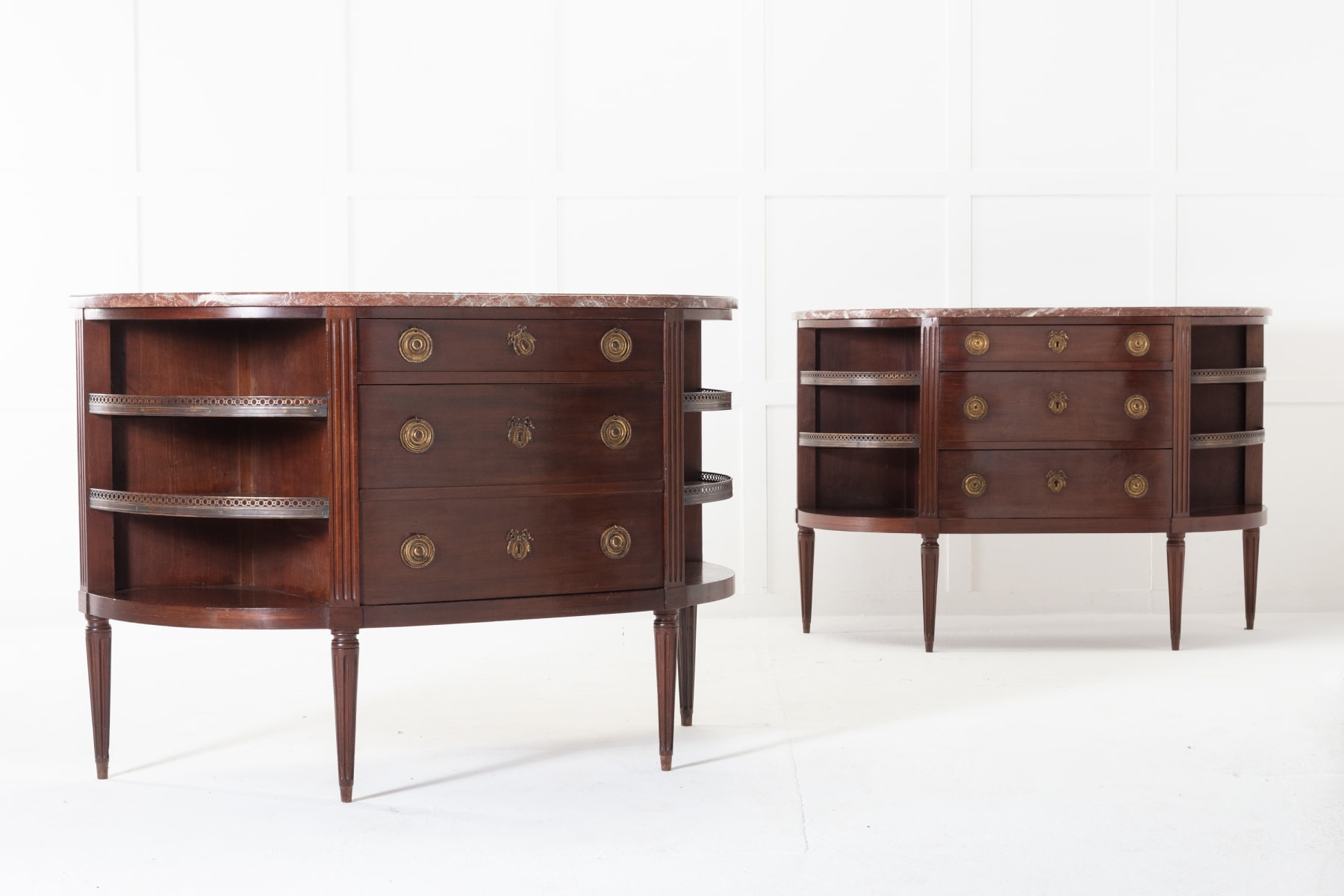 Pair of 19th Century French Mahogany Demi Lune Side Cabinets