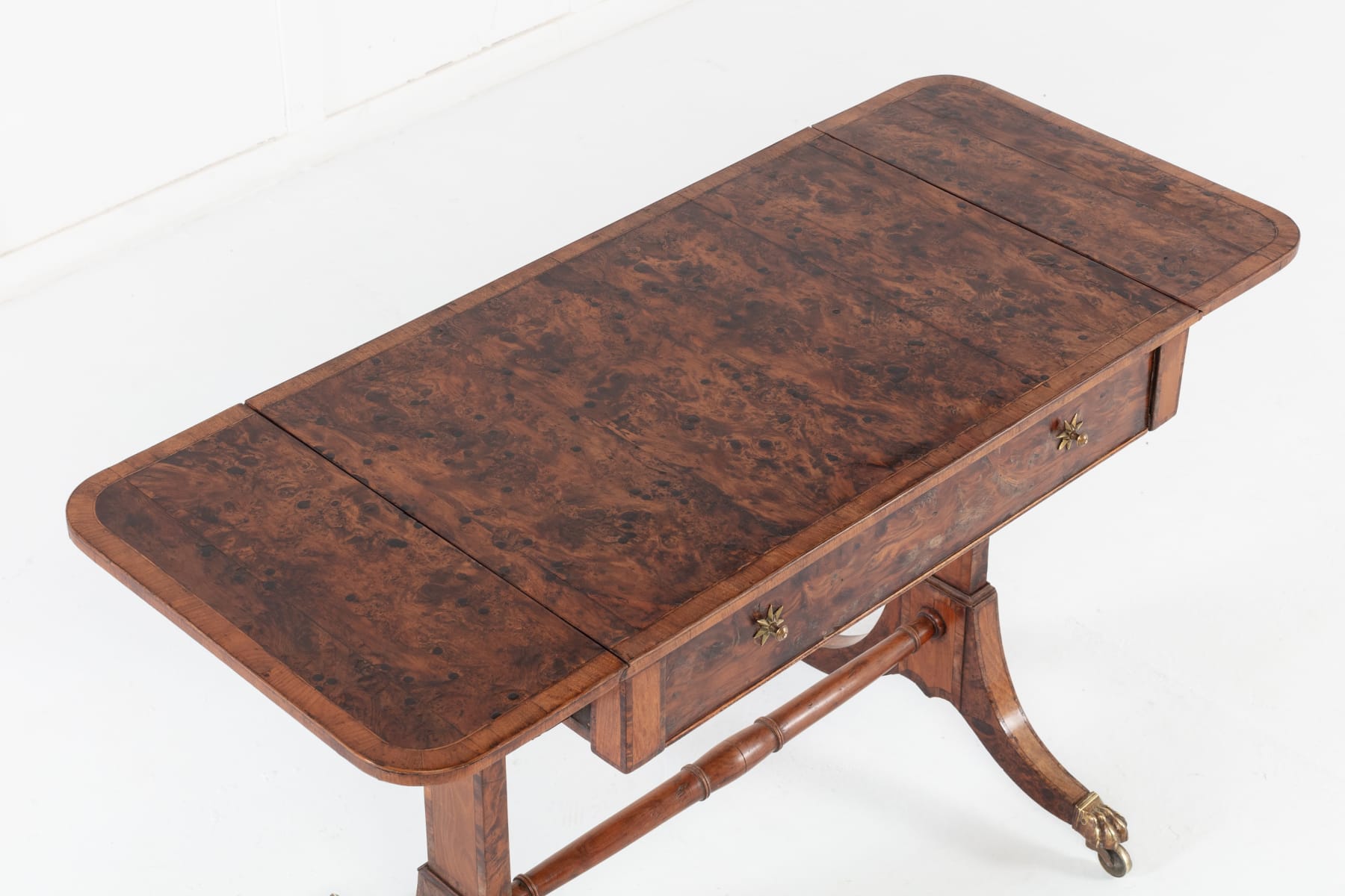 SOLD, 19th Century English Regency Burr Yew Sofa Table