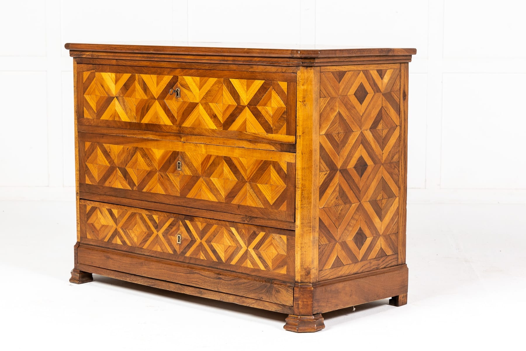 19th Century French Walnut Parquetry Commode