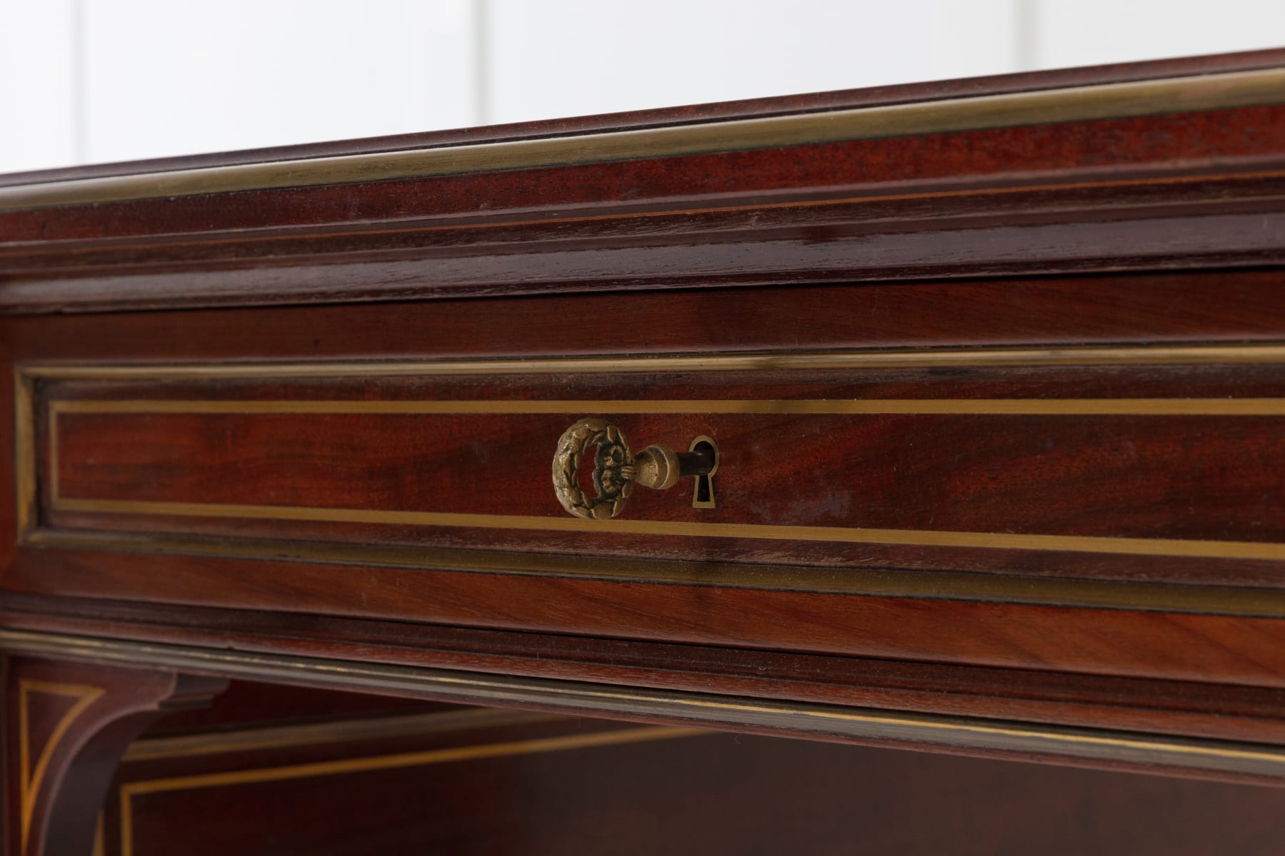 19th Century French Brass Inlaid Mahogany Desk