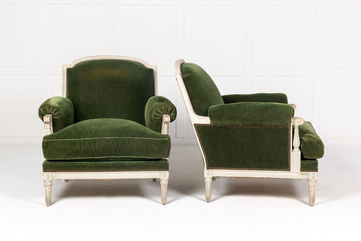 Pair of 1940s French Painted Armchairs