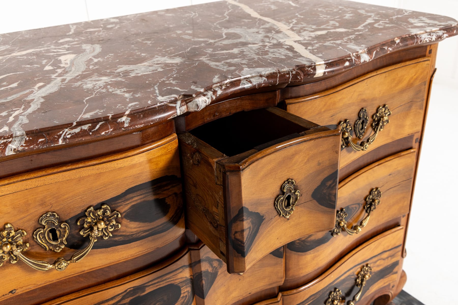 18th Century French Guaiac Wood and Walnut Commode