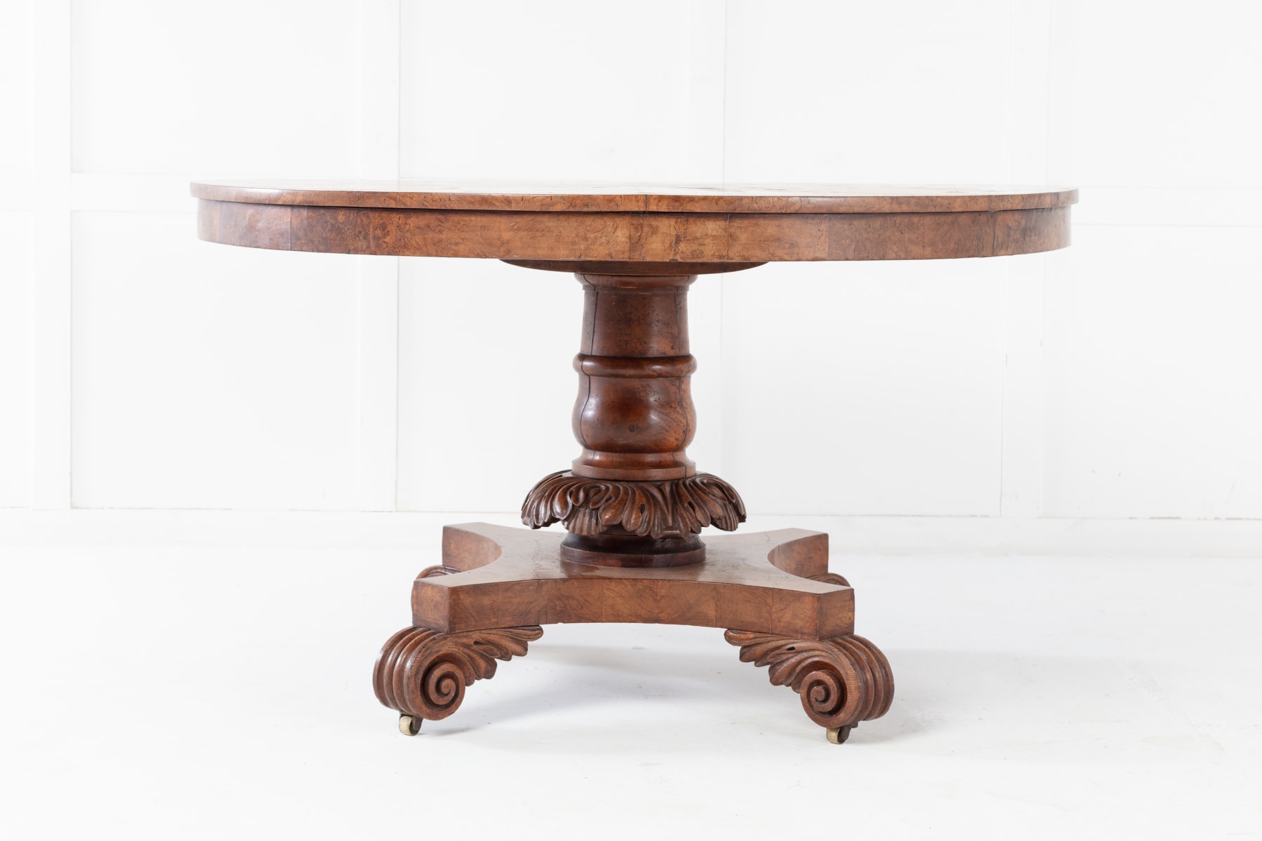 SOLD, 19th Century English Regency Burr Oak Tilt Top Table