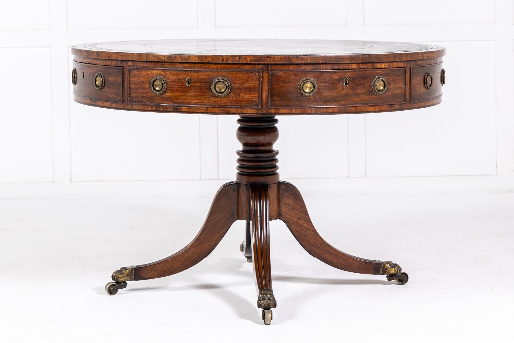 Antique drum sale table with drawer