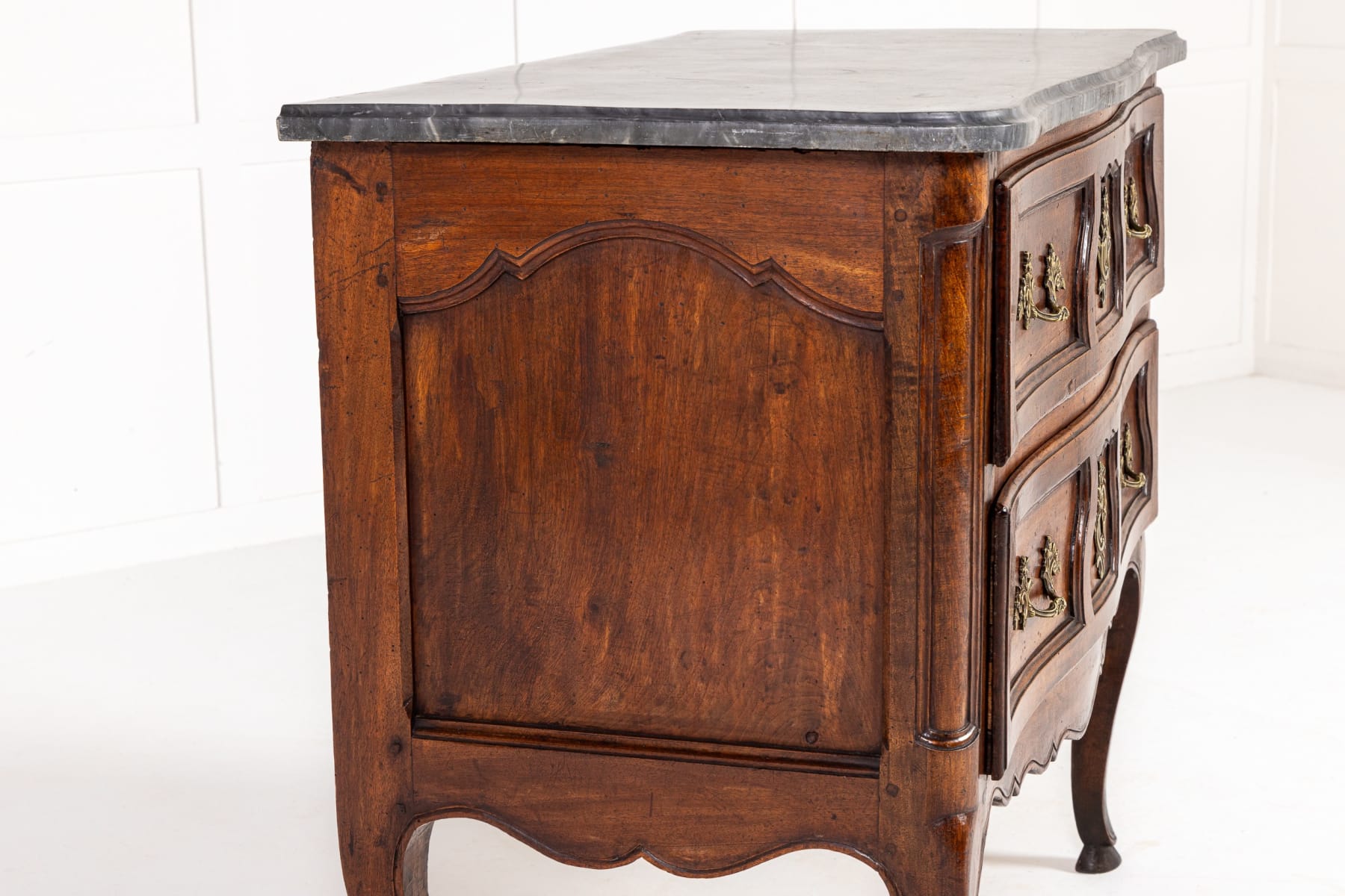 Mid 18th Century French Walnut Commode with Marble Top