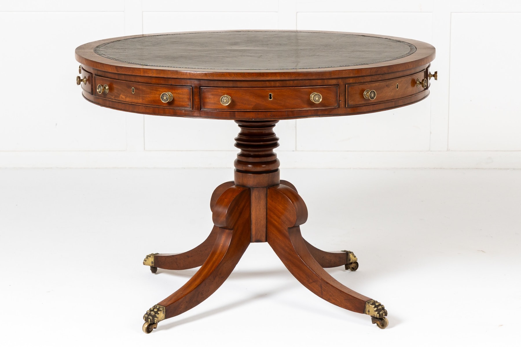 19th Century English Regency Mahogany Drum Table