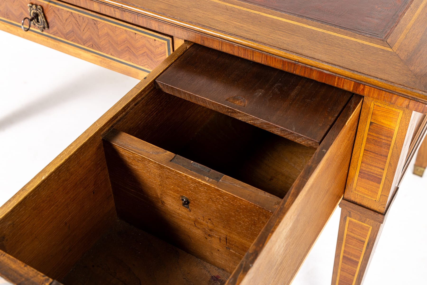 19th Century French Walnut and Tulipwood Parquetry Bureau Plat