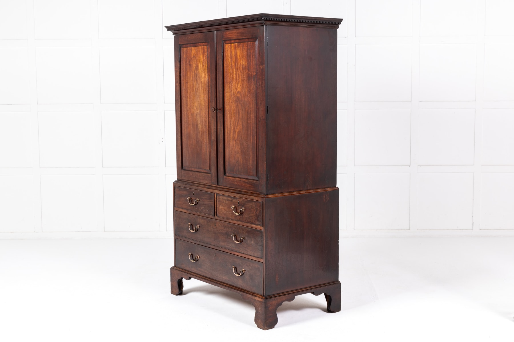 Small Mid 18th Century English Mahogany Linen Press